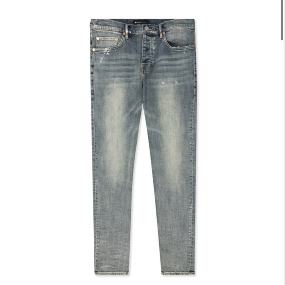 Purple Jeans P001 Metallic Silver Slim‎ Fit Low Rise Jeans - Size 40x34